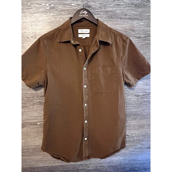 Madewell Button Down Shirt Women Brown Collared Small Minimalist Casual - Picture 1 of 7